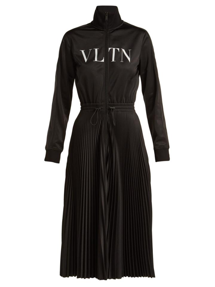 Valentino Vltn Pleated Jersey Midi Dress