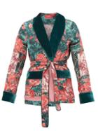 Matchesfashion.com F.r.s - For Restless Sleepers - Armonia Floral Print Velvet Trimmed Silk Jacket - Womens - Green Multi
