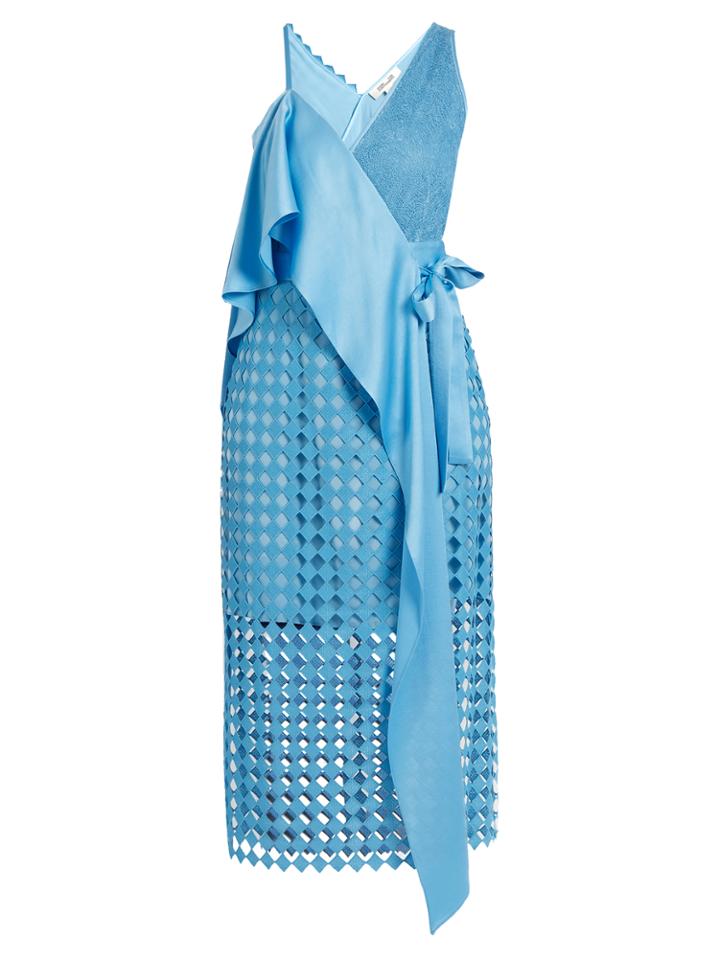 Diane Von Furstenberg Diamond And Twig-lace Asymmetric Wrap Dress