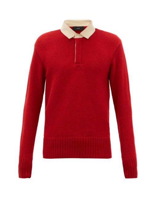 Matchesfashion.com Alanui - Cashmere And Wool-blend Polo Sweater - Mens - Dark Red