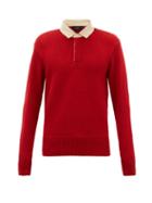 Matchesfashion.com Alanui - Cashmere And Wool-blend Polo Sweater - Mens - Dark Red