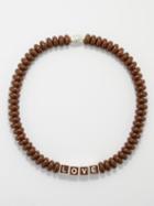 Lauren Rubinski - Love Enamel & Sterling Silver Beaded Necklace - Womens - Brown Multi