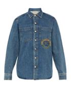 Matchesfashion.com Burberry - Crest Print Denim Shirt - Mens - Blue