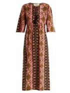 Matchesfashion.com Figue - Maribella Star Print Silk Dress - Womens - Pink Multi