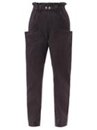 Matchesfashion.com Isabel Marant - Enucie Paperbag-waist Ripstop Trousers - Womens - Black