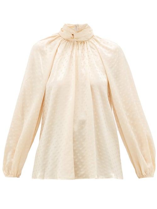 Matchesfashion.com Zimmermann - Wavelength Polka-dot Silk-jacquard Blouse - Womens - Ivory