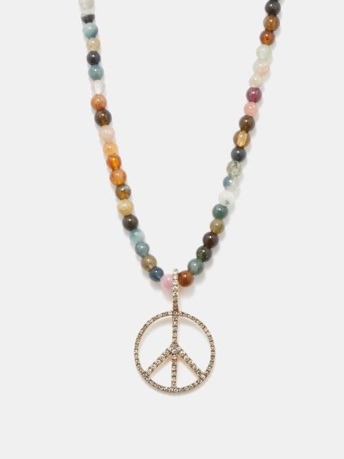 Rosa De La Cruz - Peace Diamond & 18kt Gold Beaded Necklace - Womens - Multi