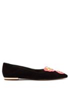 Matchesfashion.com Sophia Webster - Bibi Butterfly Suede Flats - Womens - Black Pink