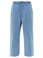 Raey - Wide-leg Organic-cotton Button-hem Chino Trouser - Womens - Blue