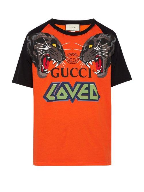 Matchesfashion.com Gucci - Oversized Tiger And Logo Print T Shirt - Mens - Orange