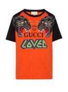 Matchesfashion.com Gucci - Oversized Tiger And Logo Print T Shirt - Mens - Orange