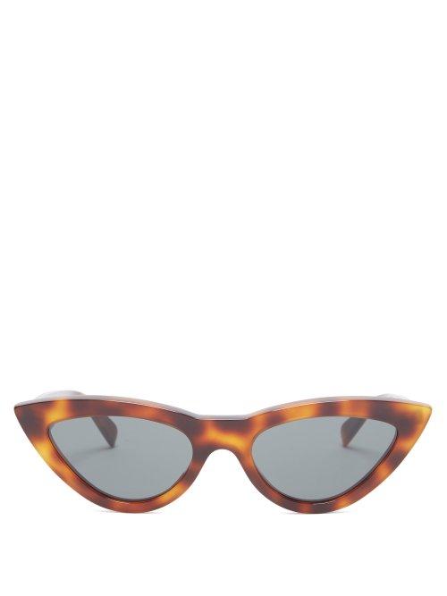 Matchesfashion.com Celine Eyewear - Cat Eye Tortoiseshell Acetate Sunglasses - Womens - Brown