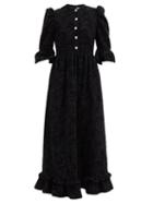 Matchesfashion.com Batsheva - Flocked-paisley Crystal-button Wool Dress - Womens - Black