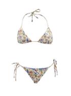 Ladies Beachwear Etro - Santa Barbara Floral-print Triangle Bikini - Womens - White Multi