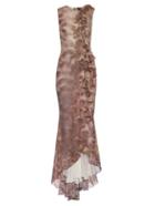 Giles Foxglove-print And Embellished Silk Gown