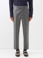 Gucci - Web Stripe Wool-flannel Tailored Trousers - Mens - Dark Grey