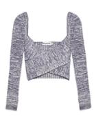 Matchesfashion.com Self-portrait - Crossover Cropped Top - Womens - Navy White