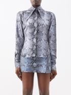 16arlington - Ione Python-print Satin Shirt - Womens - Grey Multi
