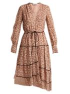 Matchesfashion.com Altuzarra - Isabel Floral Print Silk Blend Midi Dress - Womens - Beige Print