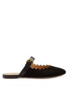 Chloé Lauren Scallop-edge Suede Backless Loafers