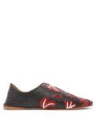 Matchesfashion.com Vita Kin - Forest Clover Leather Slipper Shoes - Womens - Black Red
