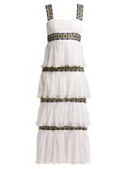 Matchesfashion.com Carolina Herrera - Tiered Silk Chiffon Column Dress - Womens - Multi