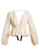 Matchesfashion.com Kalita - Worlds Collide Tie Back Top - Womens - Cream