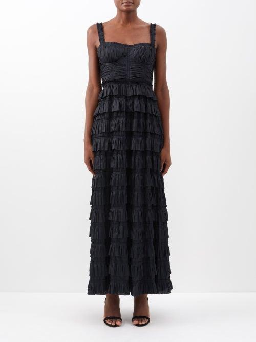 Ulla Johnson - Camille Pliss Satin Gown - Womens - Black