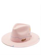 Nick Fouquet - Fish-embroidered Felt Fedora Hat - Mens - Pink Multi