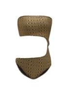Matchesfashion.com Lisa Marie Fernandez - Cut Out Metallic Swimsuit - Womens - Black Gold