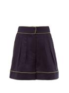 Matchesfashion.com Peter Pilotto - Piped Tweed Shorts - Womens - Navy