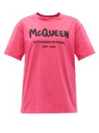 Alexander Mcqueen - Graffiti-logo Cotton-jersey T-shirt - Womens - Pink