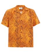 Matchesfashion.com Everest Isles - Oil Spill Marbled Print Cuban Collar Shirt - Mens - Orange Multi