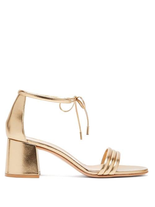 Matchesfashion.com Gianvito Rossi - Triple-strap 60 Metallic-leather Sandals - Womens - Gold