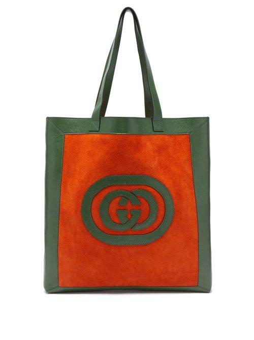 Matchesfashion.com Gucci - Ophidia Logo Appliqu Suede Tote - Mens - Orange