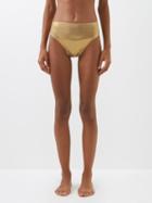 Norma Kamali - High-rise Lam Bikini Briefs - Womens - Gold