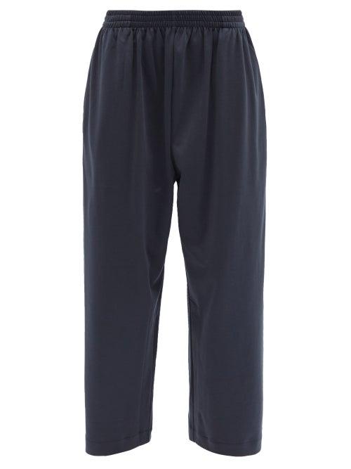 Eskandar - Cropped Pima-cotton Jersey Trousers - Womens - Navy