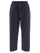 Eskandar - Cropped Pima-cotton Jersey Trousers - Womens - Navy