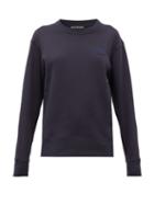 Matchesfashion.com Acne Studios - Forbra Oversized Face-patch Cotton Sweatshirt - Womens - Navy