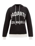 Radarte - Los Angeles-print Cotton-jersey Hooded Sweatshirt - Womens - Black