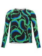 Matchesfashion.com Marni - Abstract Print Crepe Blouse - Womens - Green Multi