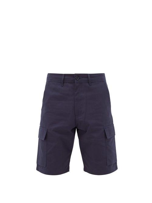 Matchesfashion.com Ditions M.r - Cotton-gabardine Cargo Shorts - Mens - Navy