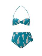 Matchesfashion.com Adriana Degreas - Aloe-print Halterneck High-rise Bikini - Womens - Blue Print