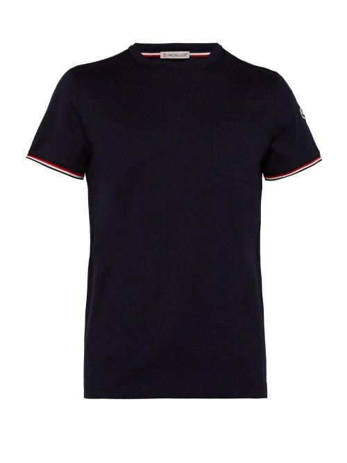 Matchesfashion.com Moncler - Logo Appliqud Cotton T Shirt - Mens - Navy