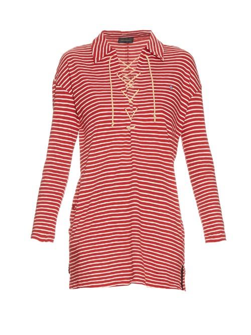 Undercover Long-sleeved Tie-neck Cotton-jersey Top