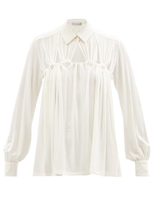 Palmer/harding Palmer//harding - Together Gathered-cutout Jersey Blouse - Womens - Ivory