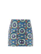 Matchesfashion.com La Doublej - Kaleidoscope Bluette-print Cotton-poplin Shorts - Womens - Blue Multi