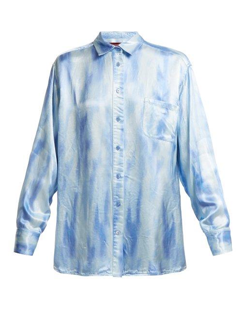 Matchesfashion.com Sies Marjan - Sander Patch Pocket Tie Dye Satin Shirt - Womens - Blue White