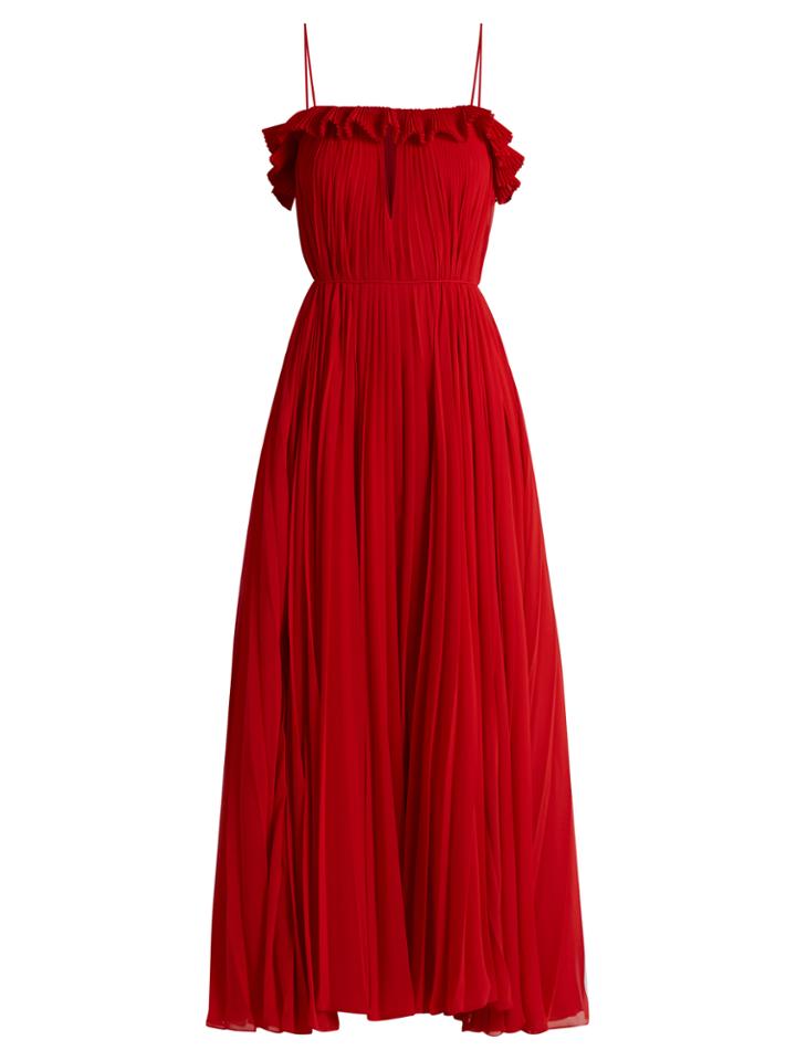 Adam Lippes Ruffled Pleated-chiffon Gown