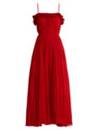 Adam Lippes Ruffled Pleated-chiffon Gown